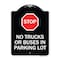 Signmission Parking Lot Rules Stop No Trucks or Buses in Parking Lot Heavy-Gauge Alum, 24" x 18", BW-1824-23430 A-DES-BW-1824-23430 - alternate 1
